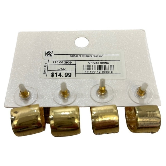 SUGARFIX by Baublebar Gold Finished Minimalist wide huggy hoop Earrings, NWT New - Picture 6 of 6